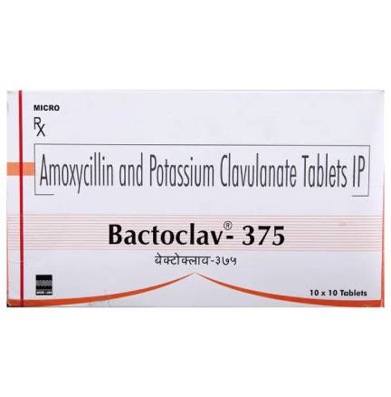 Bactoclav 375 Tablet, Amoxicillin 250mg, Clavulanic Acid 125mg, Price, Uses, Side Effects - Drugcarts
