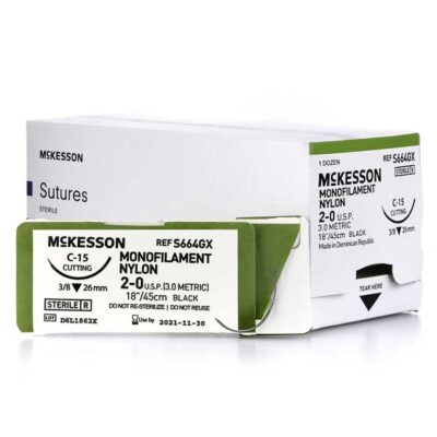 Nonabsorbable-Suture-with-Needle-McKesson-Nylon-C-15-3_8-Circle-Reverse-Cutting-Needle-Size-2---0-Monofilament