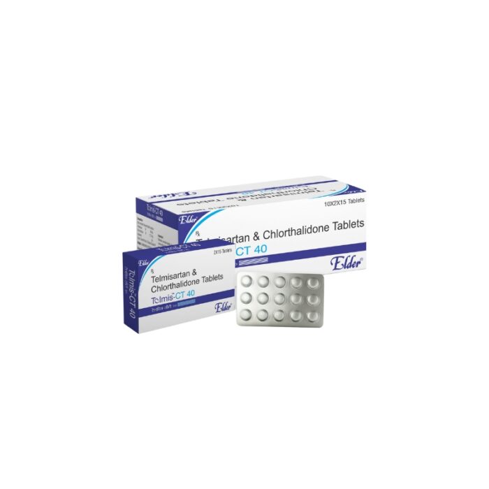 TELMI 40CT Tablets (28's) TELMI 40CT combines Telmisartan 40mg and Chlorthalidone 12.5mg, offering a dual-action approach to effectively manage hypertension (high blood pressure). This combinatio