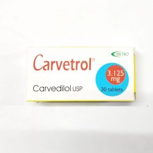CARVEDILOL (CARVETROL USP) 3.125MG TABLETS 30'S