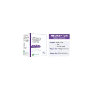 CEFTRIAXONE  (MEDICEF) INJ 1GM WITH WATER